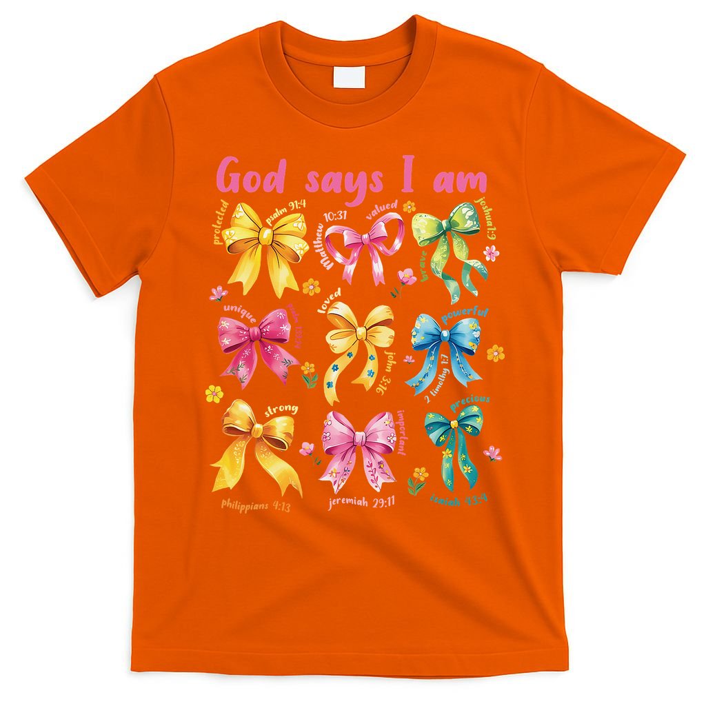 God Says I Am Coquette Bow Floral Christian Mothers Day T-Shirt