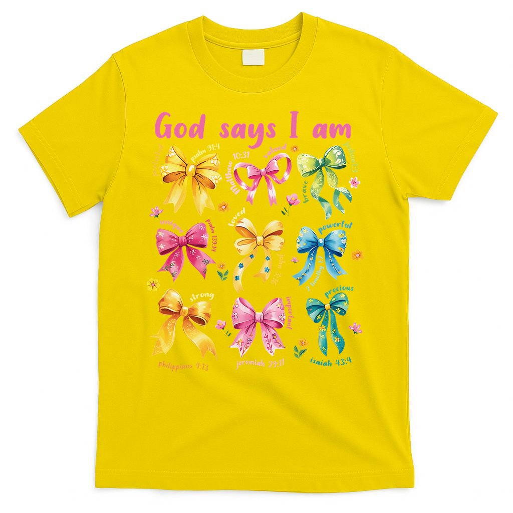 God Says I Am Coquette Bow Floral Christian Mothers Day T-Shirt