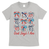 God Say I Am Coquette Bow 4th Of July Women Girl Teen T-Shirt