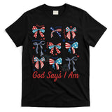 God Say I Am Coquette Bow 4th Of July Women Girl Teen T-Shirt