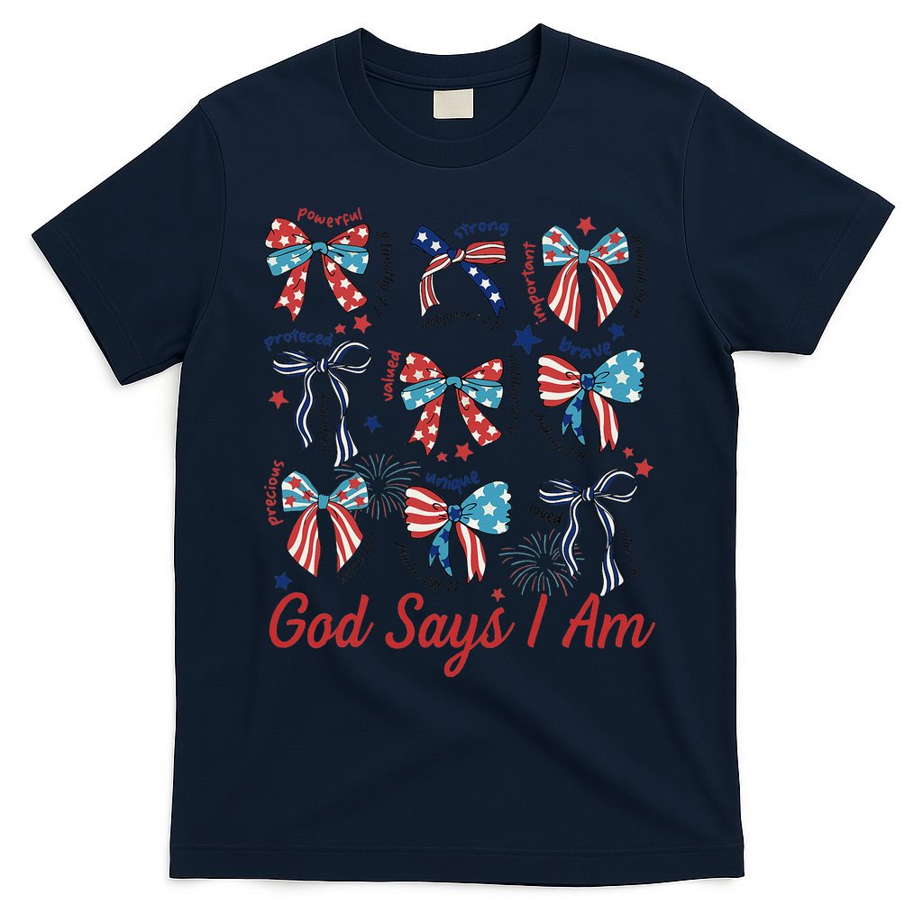 God Say I Am Coquette Bow 4th Of July Women Girl Teen T-Shirt