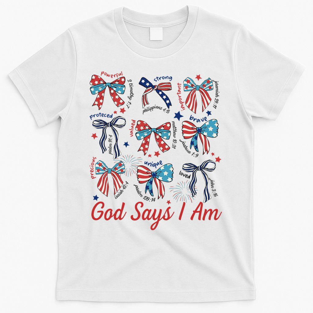 God Say I Am Coquette Bow 4th Of July Women Girl Teen T-Shirt
