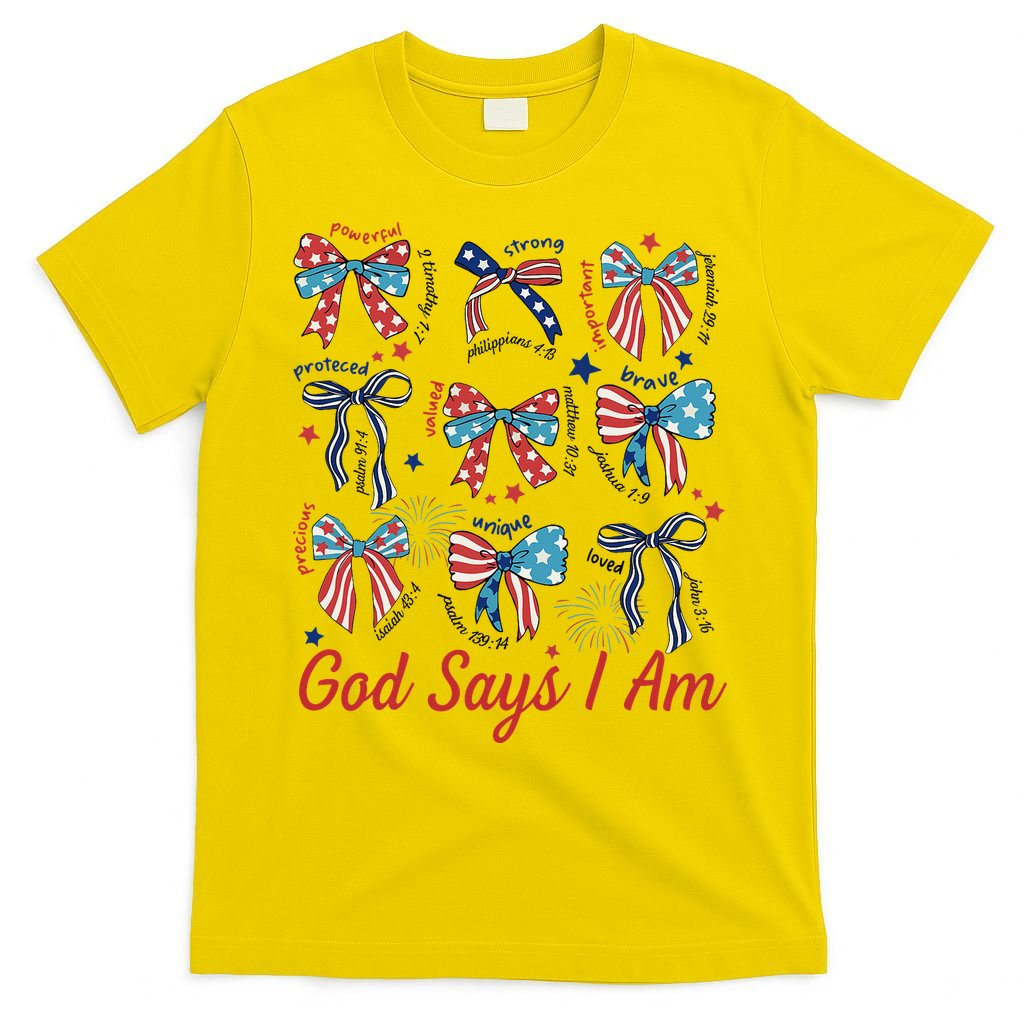 God Say I Am Coquette Bow 4th Of July Women Girl Teen T-Shirt