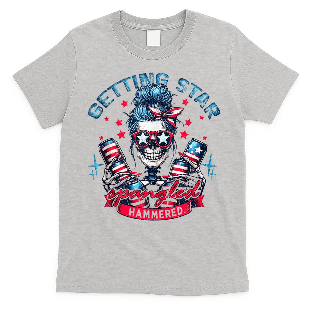 Getting Star Spangled Hammered Skeleton 4th Of July T-Shirt