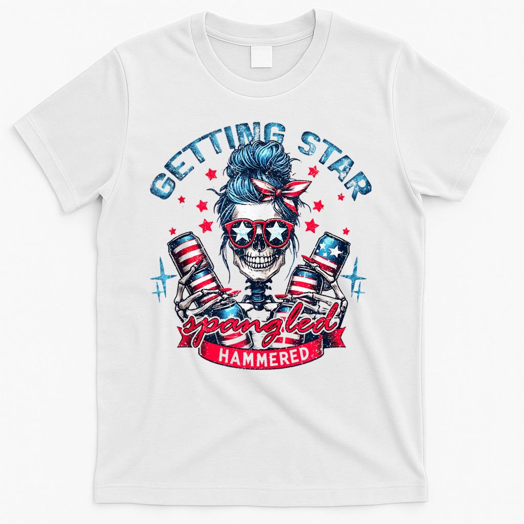 Getting Star Spangled Hammered Skeleton 4th Of July T-Shirt