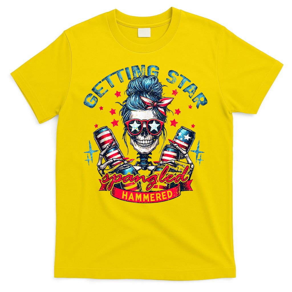 Getting Star Spangled Hammered Skeleton 4th Of July T-Shirt