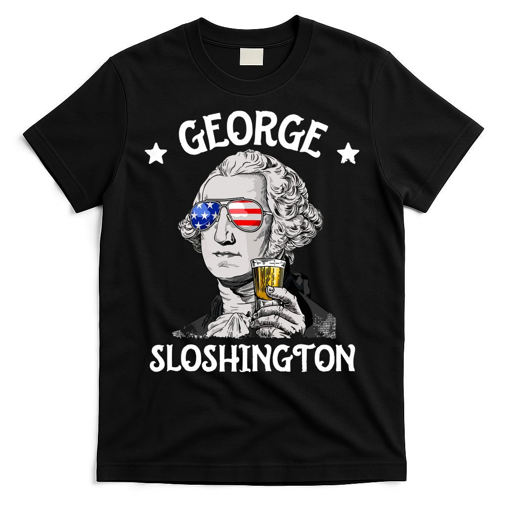 George Sloshington Washington 4th Of July USA Flag T-Shirt