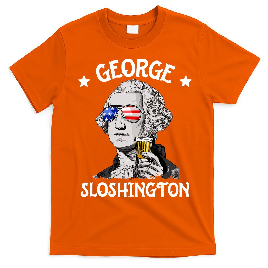 George Sloshington Washington 4th Of July USA Flag T-Shirt