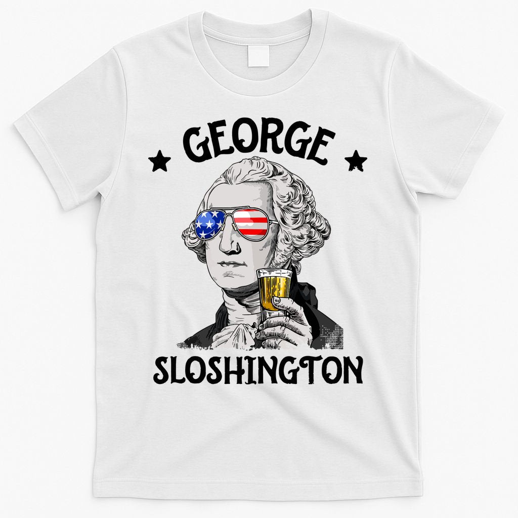 George Sloshington Washington 4th Of July USA Flag T-Shirt