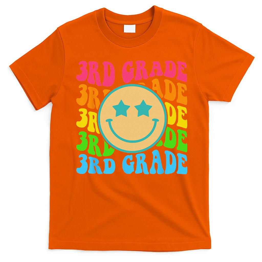 Groovy Third Grade Vibes Face Retro Teachers Back To School T-Shirt