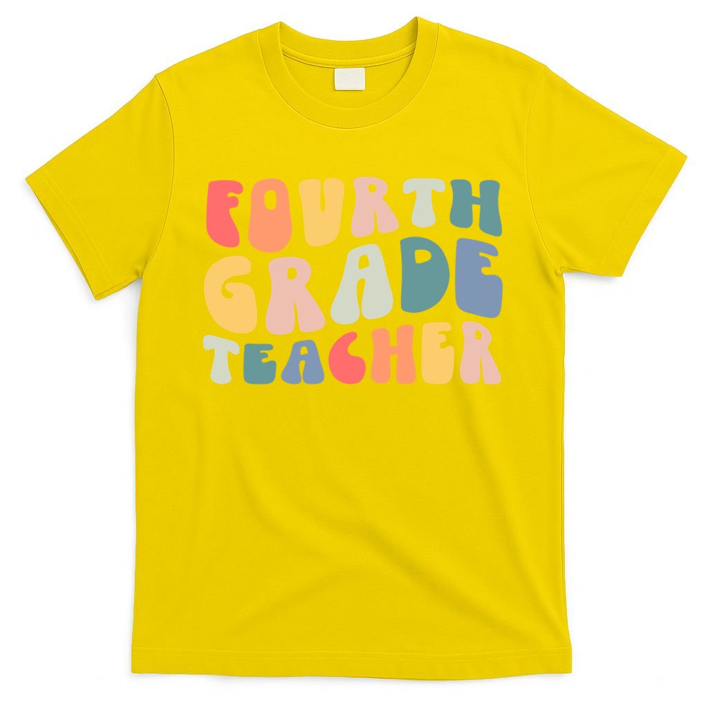 Groovy Vintage 4th Fourth Grade Teacher Back To School T-Shirt