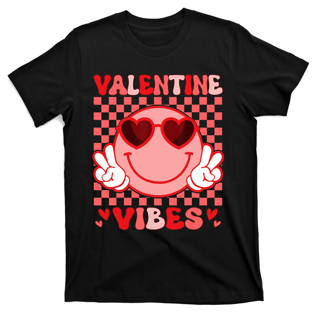 Groovy Valentine Vibes Valentines Day T-Shirt