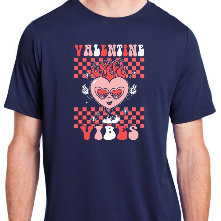 Groovy Valentine Vibes Valentines Day Retro Gift Adult ChromaSoft Performance T-Shirt