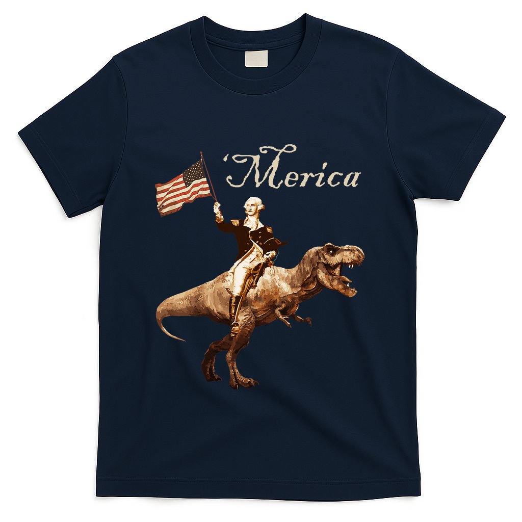George Washington Riding A Tyrannosaurus Rex Merica T-Shirt