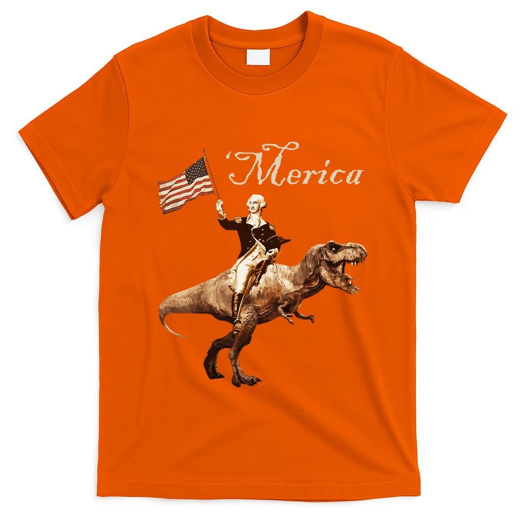 George Washington Riding A Tyrannosaurus Rex Merica T-Shirt