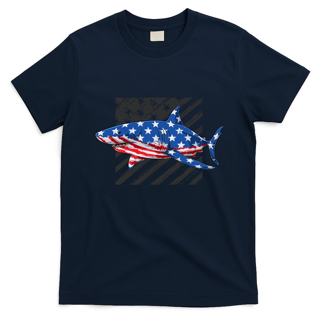 Great White Shark USA Flag Week Sharks T-Shirt