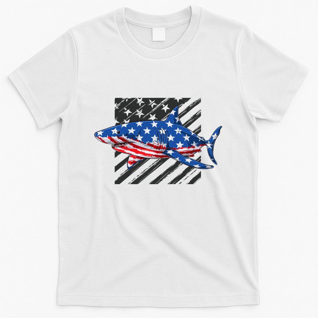 Great White Shark USA Flag Week Sharks T-Shirt