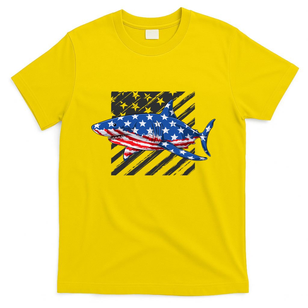 Great White Shark USA Flag Week Sharks T-Shirt