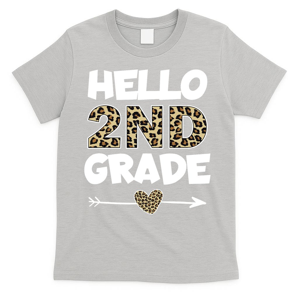 Hello 2nd Grade Leopard Print Second Grade Teacher Kids Gift T-Shirt