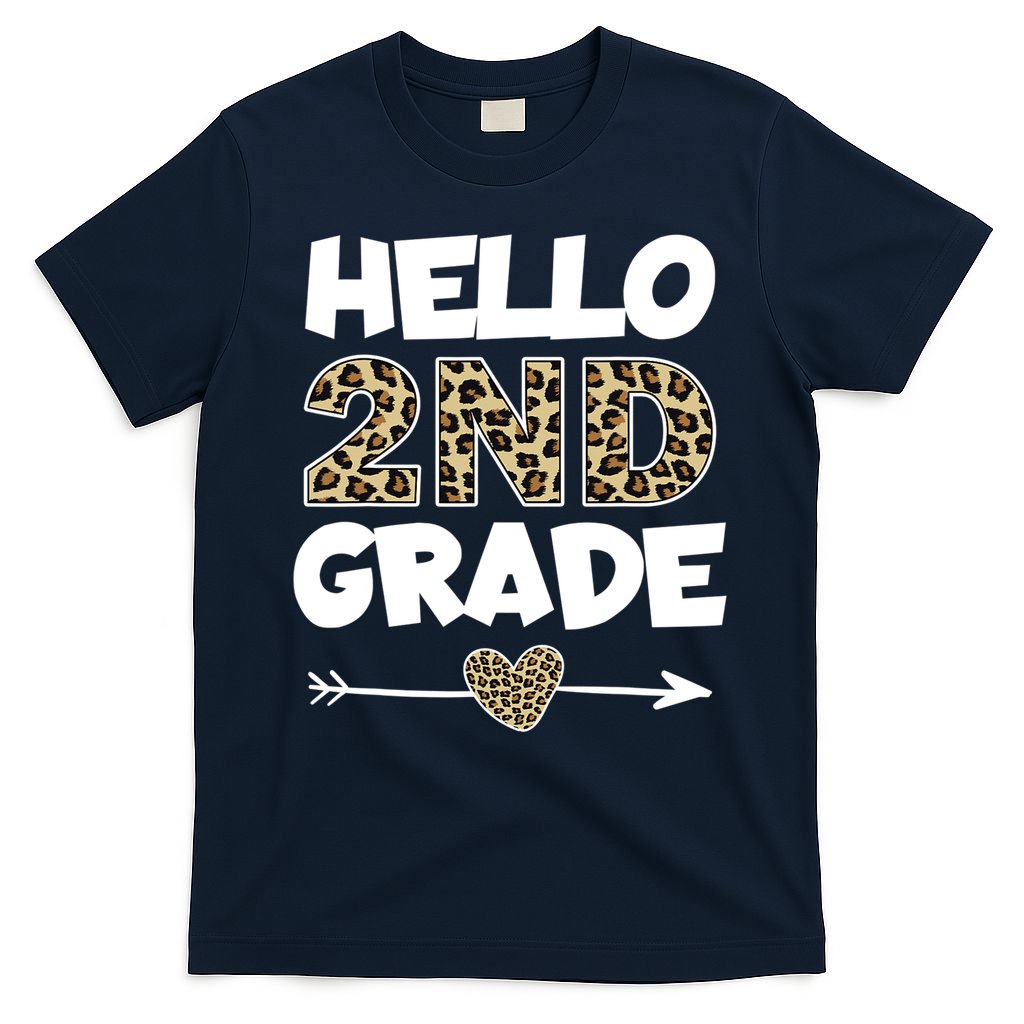 Hello 2nd Grade Leopard Print Second Grade Teacher Kids Gift T-Shirt
