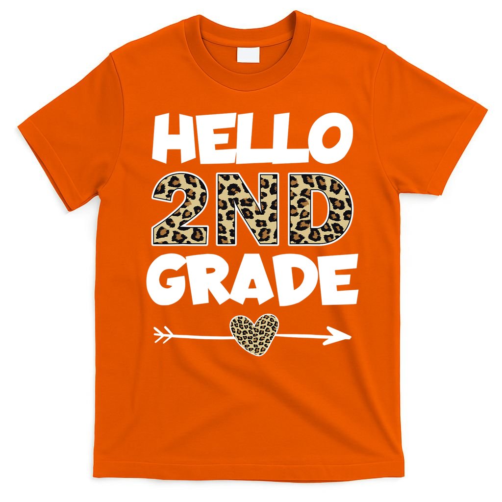 Hello 2nd Grade Leopard Print Second Grade Teacher Kids Gift T-Shirt