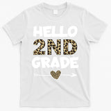 Hello 2nd Grade Leopard Print Second Grade Teacher Kids Gift T-Shirt