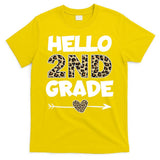 Hello 2nd Grade Leopard Print Second Grade Teacher Kids Gift T-Shirt