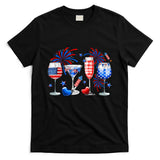 Happy 4th Of July Wine Glasses USA Flag Drinking Party T-Shirt