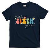 Hello 6th Grade Retro Groovy Back To School Teacher T-Shirt