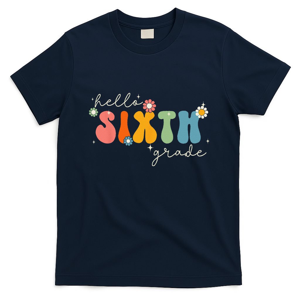 Hello 6th Grade Retro Groovy Back To School Teacher T-Shirt