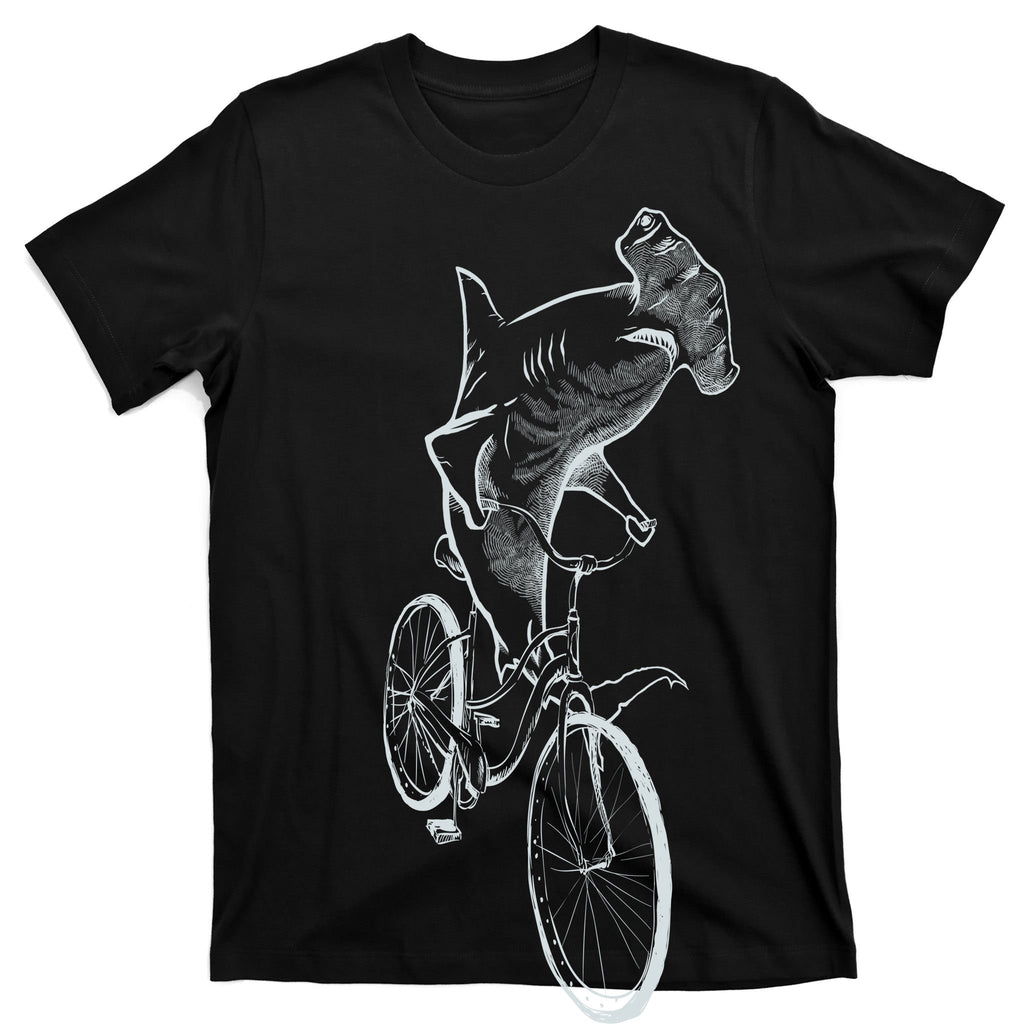 Hammerhead Shark Riding Bicycle T-Shirt