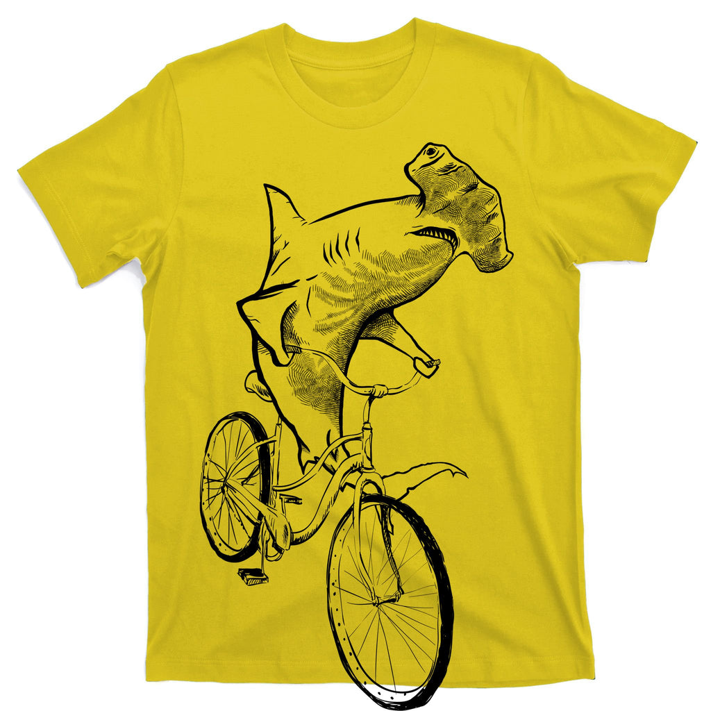 Hammerhead Shark Riding Bicycle T-Shirt