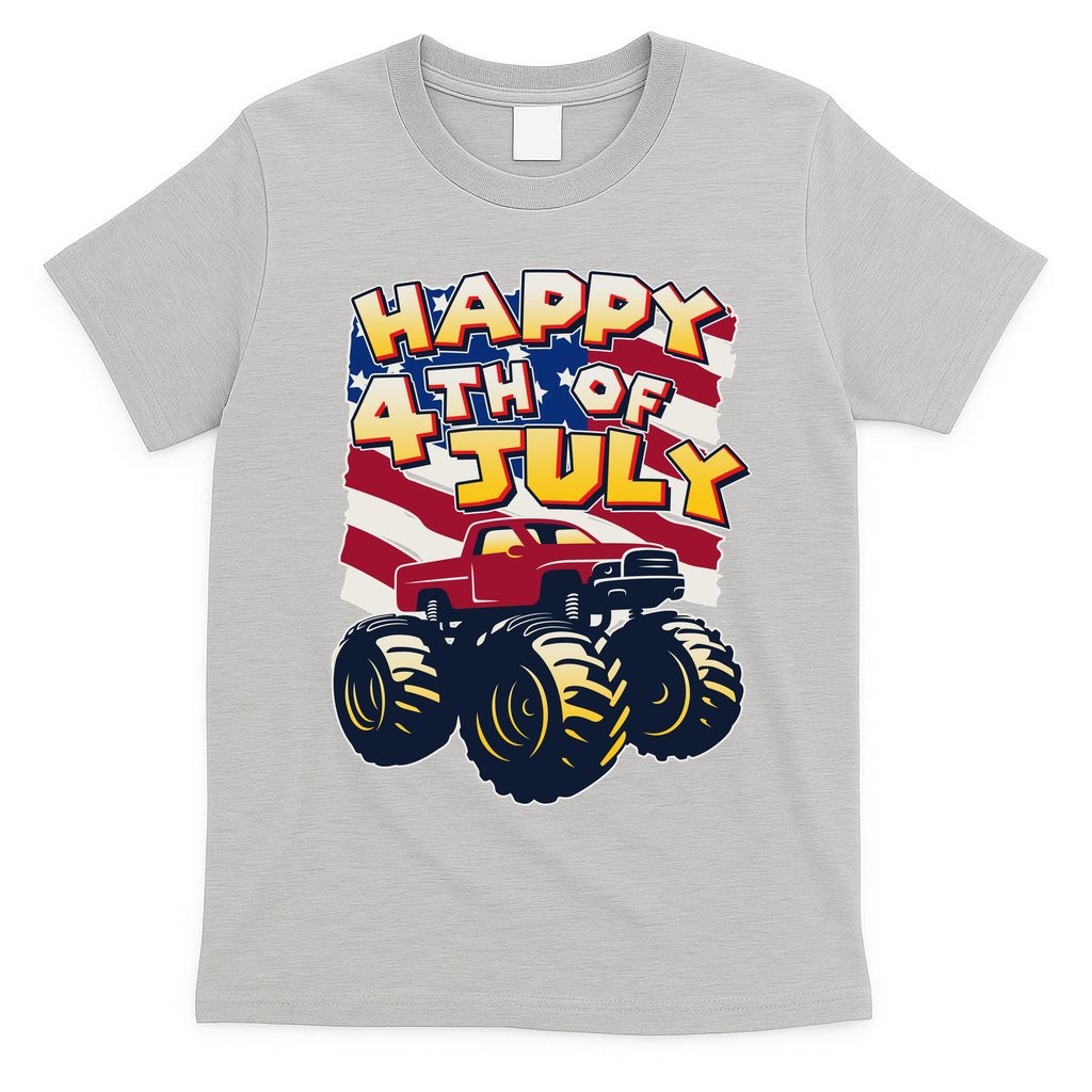 Happy 4th of July USA  America Flag Monster Truck T-Shirt