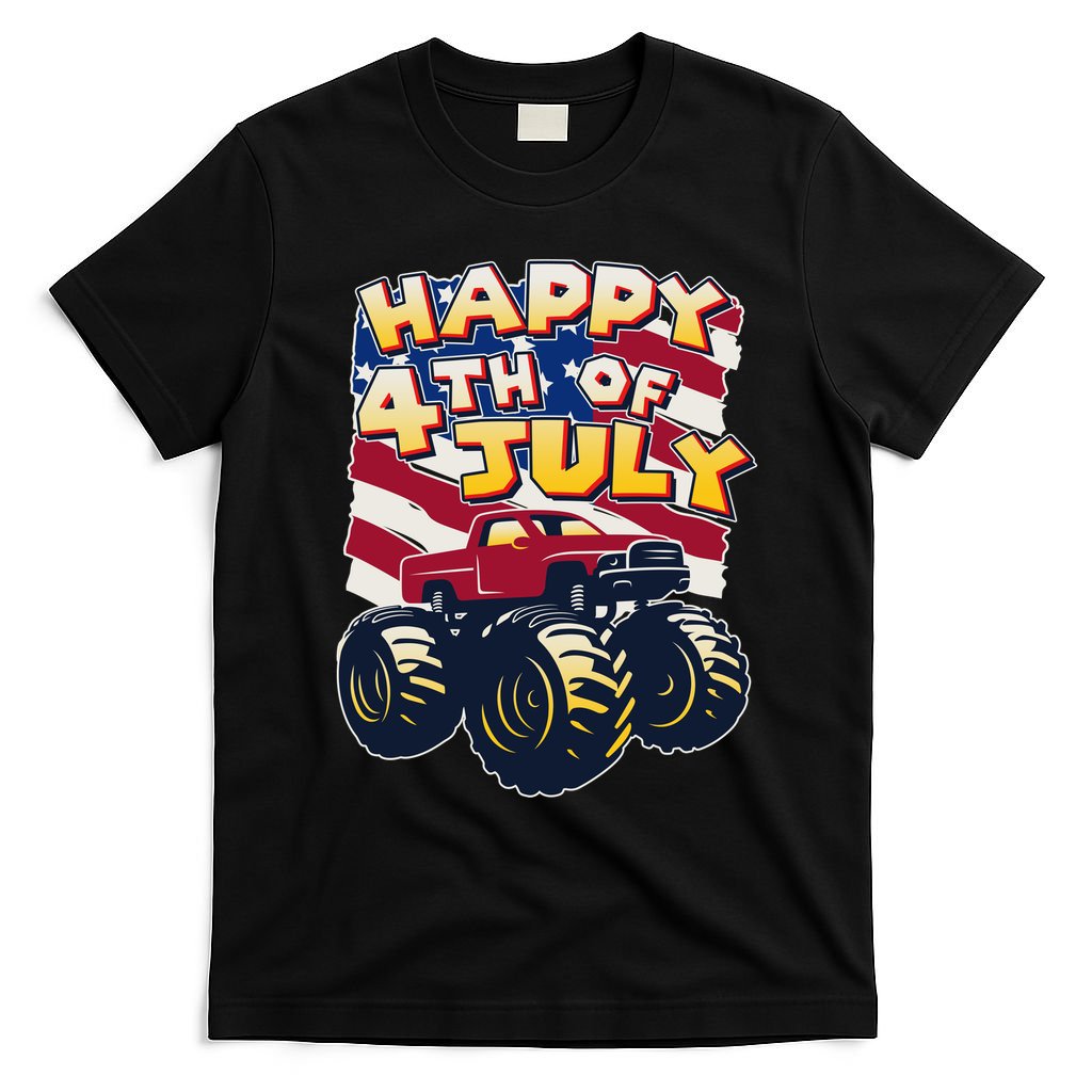 Happy 4th of July USA  America Flag Monster Truck T-Shirt