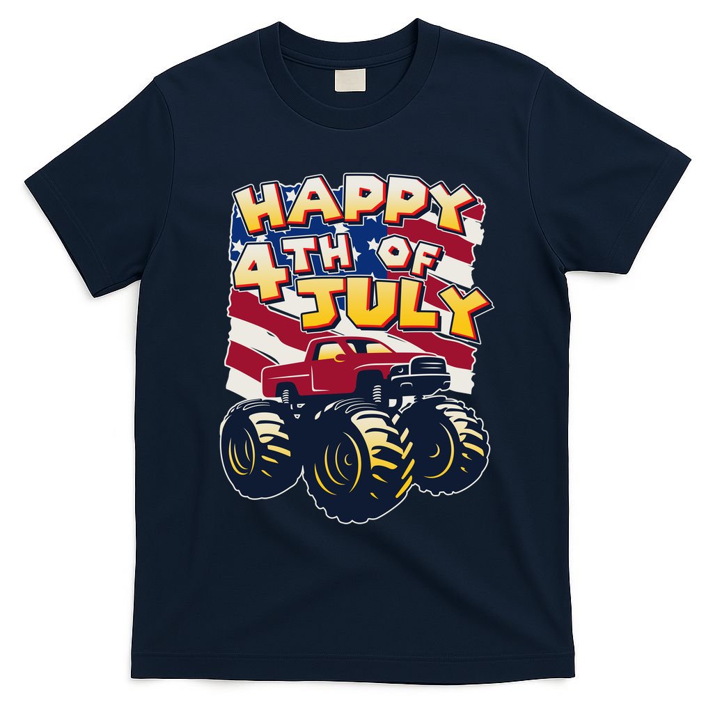 Happy 4th of July USA  America Flag Monster Truck T-Shirt