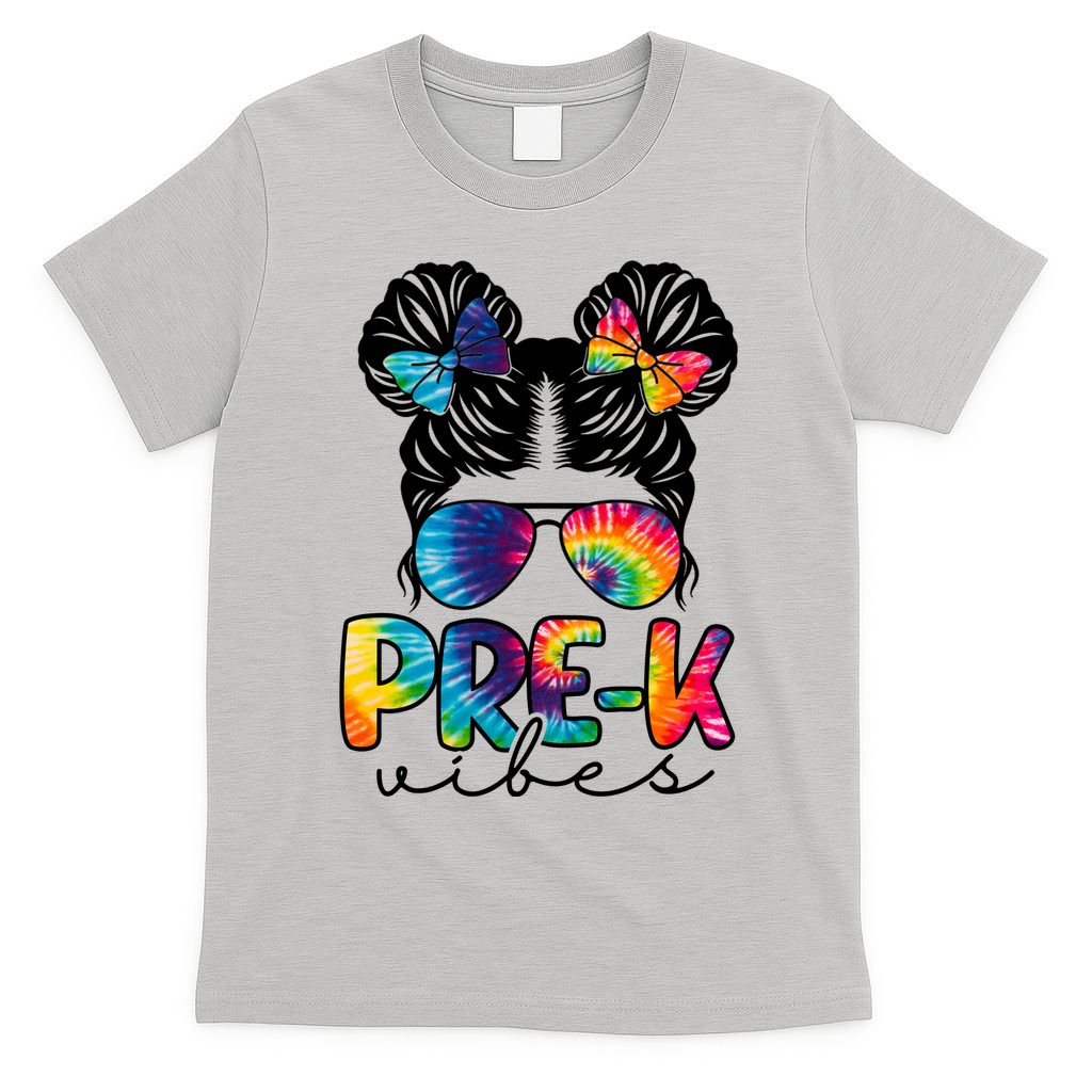 Hair Bun Pre K Vibes Back To School T-Shirt
