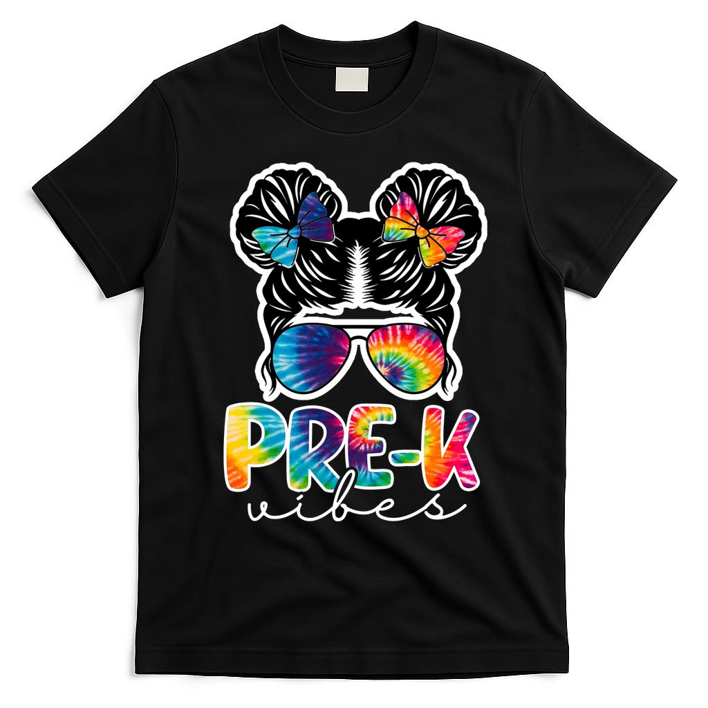 Hair Bun Pre K Vibes Back To School T-Shirt