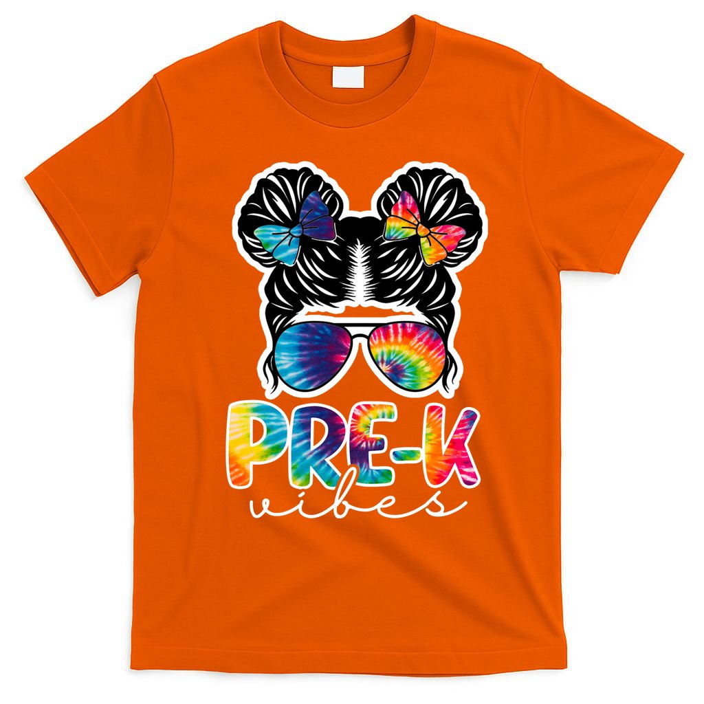 Hair Bun Pre K Vibes Back To School T-Shirt