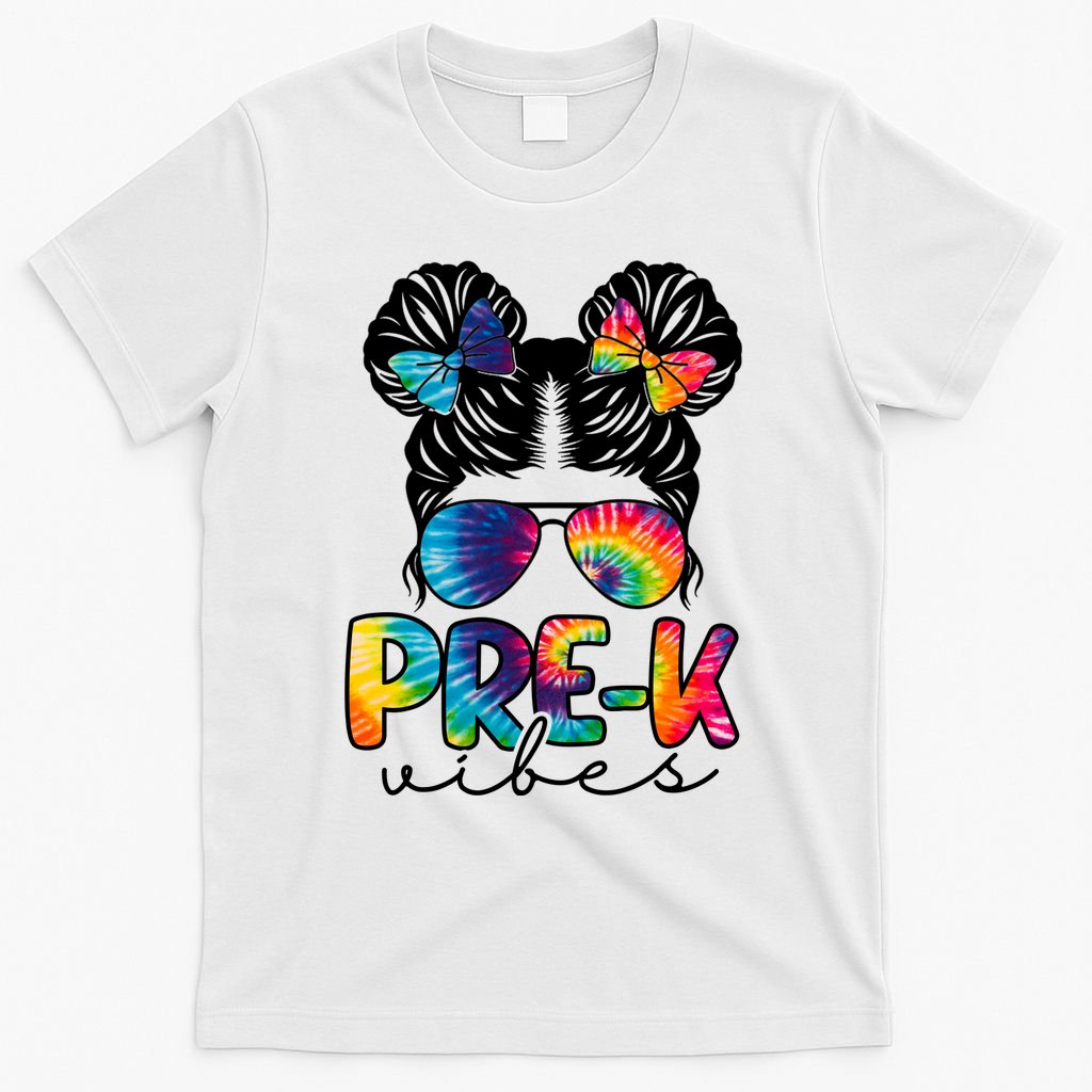Hair Bun Pre K Vibes Back To School T-Shirt