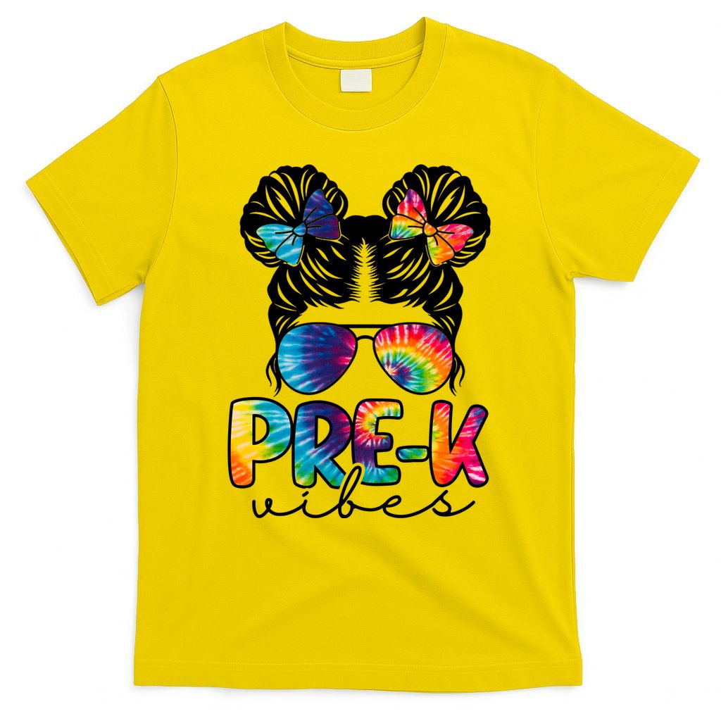 Hair Bun Pre K Vibes Back To School T-Shirt