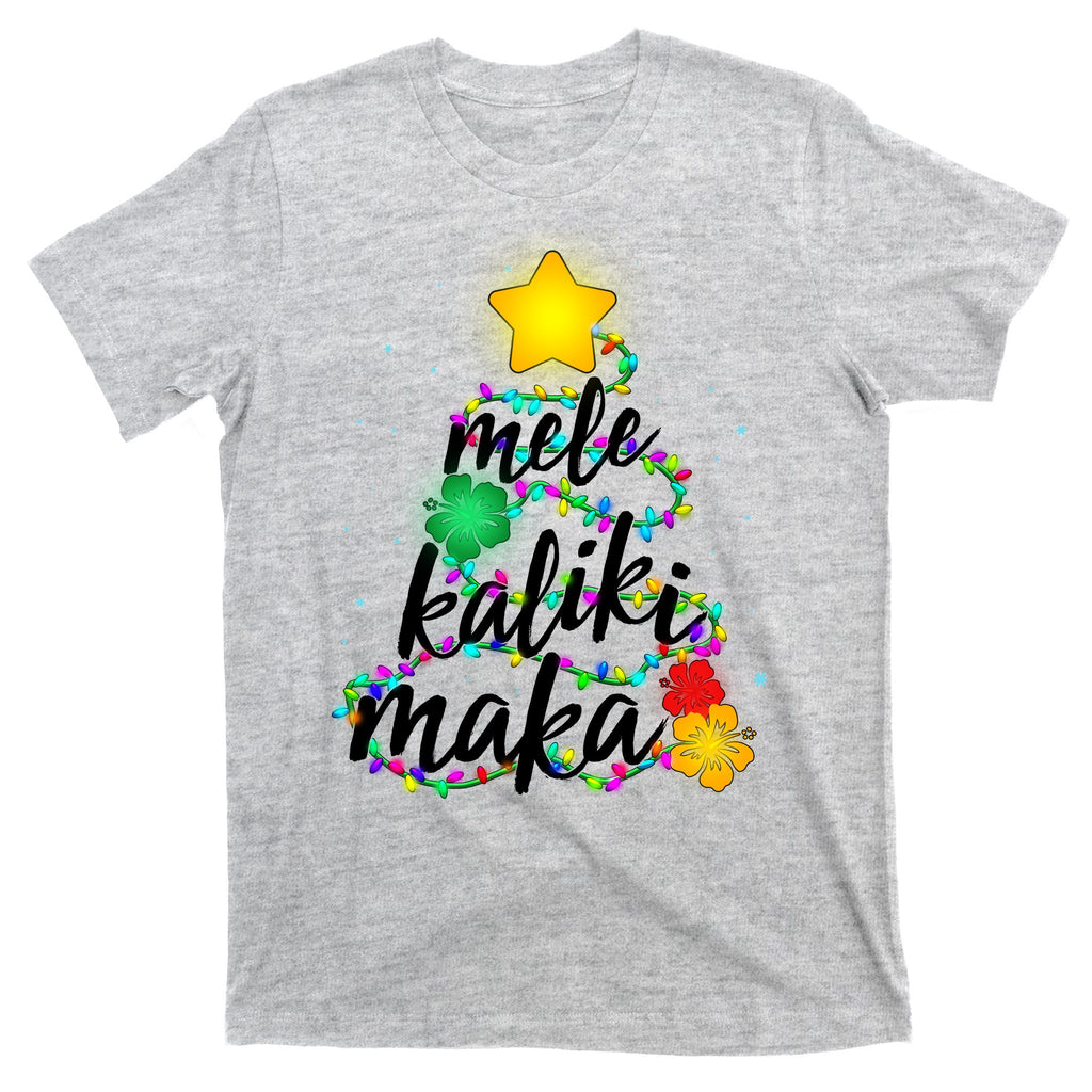Hawaiian Christmas Mele Kaliki Maka Hibiscus Tree T-Shirt