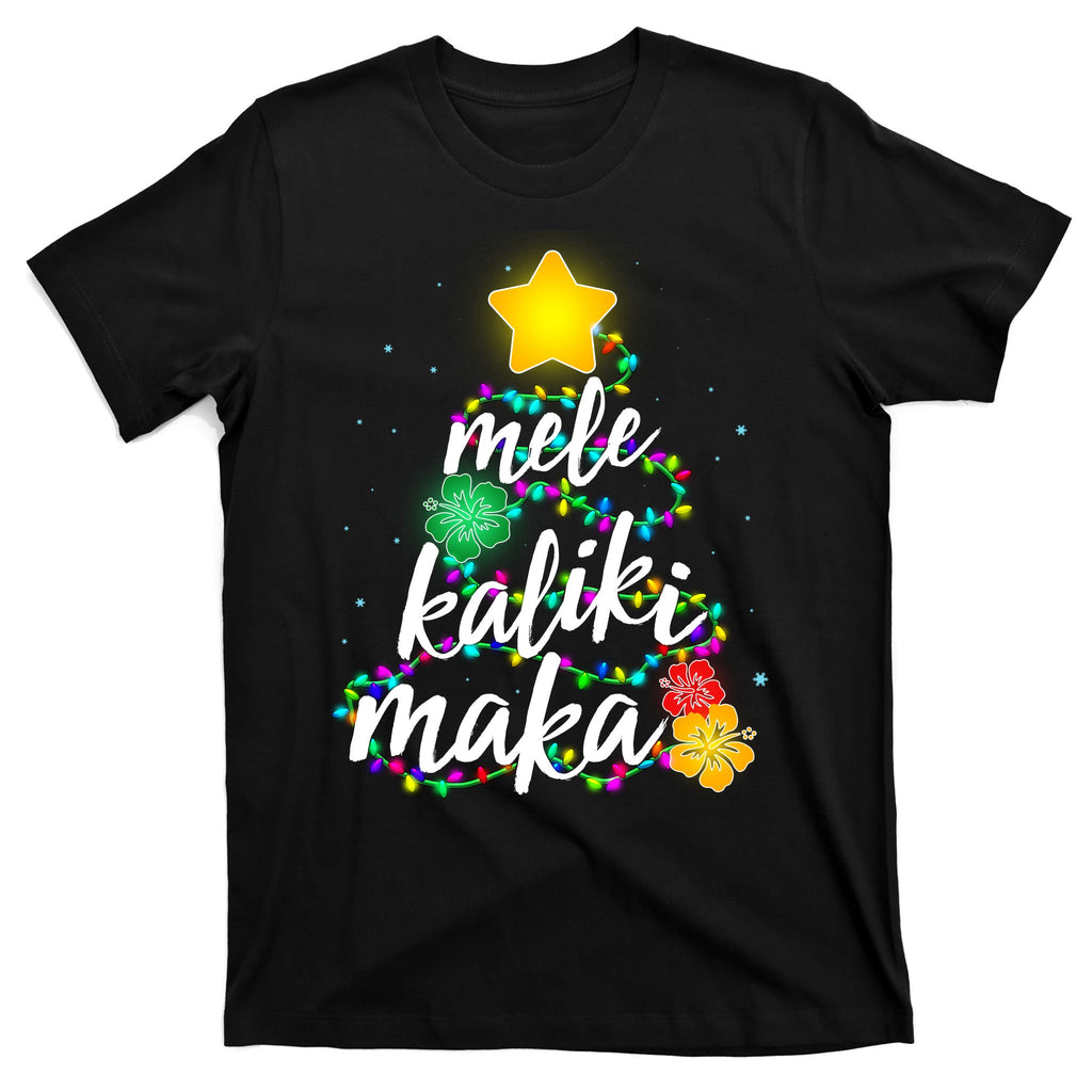 Hawaiian Christmas Mele Kaliki Maka Hibiscus Tree T-Shirt