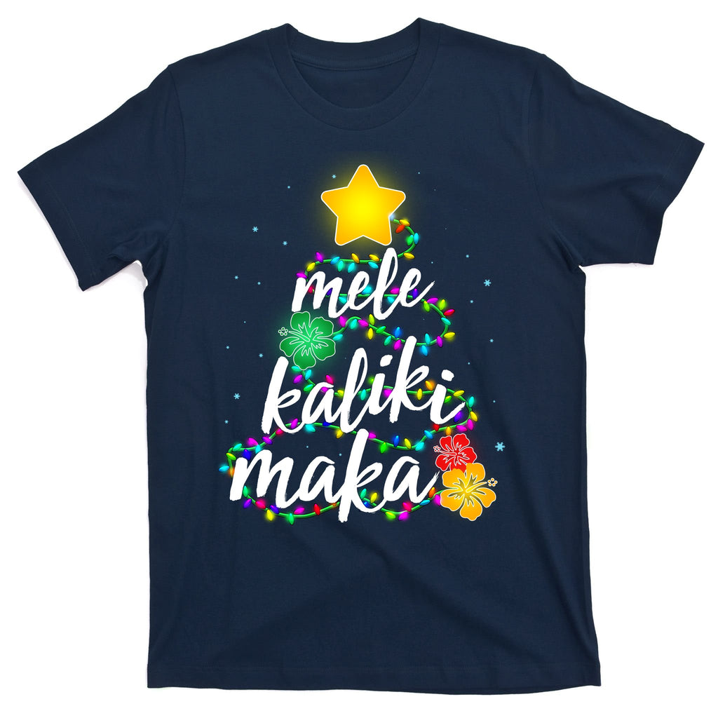 Hawaiian Christmas Mele Kaliki Maka Hibiscus Tree T-Shirt
