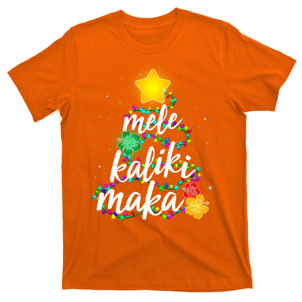 Hawaiian Christmas Mele Kaliki Maka Hibiscus Tree T-Shirt