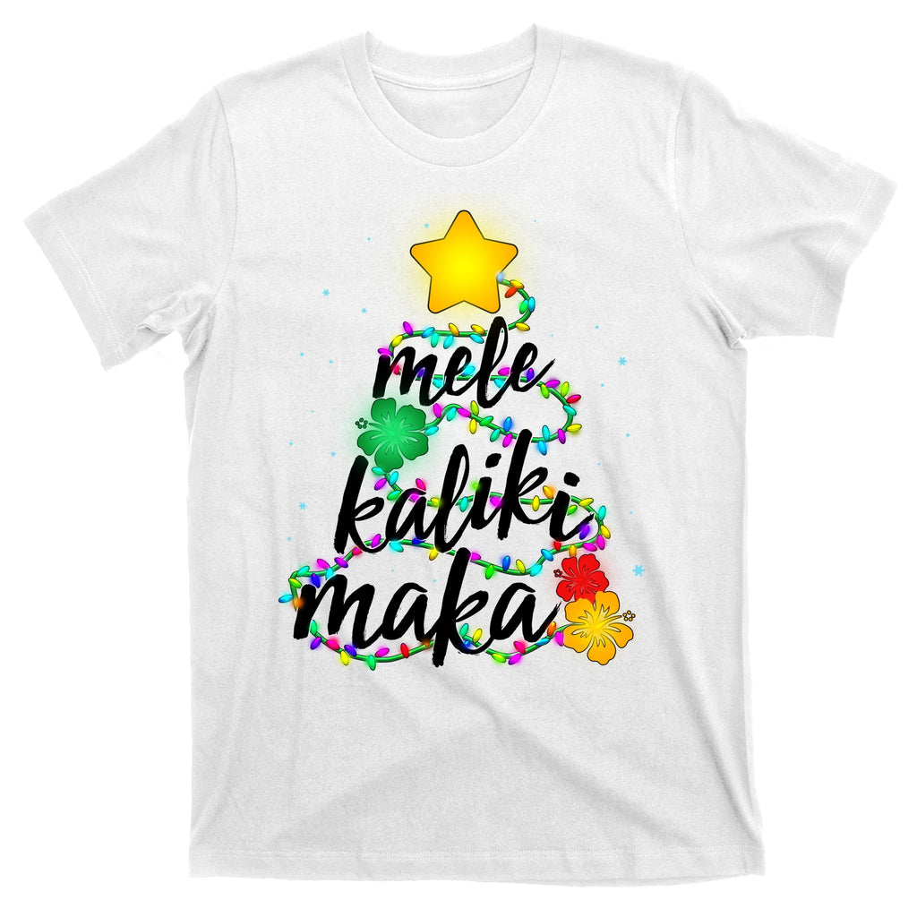 Hawaiian Christmas Mele Kaliki Maka Hibiscus Tree T-Shirt