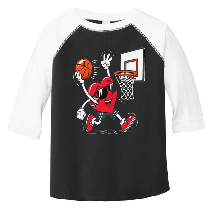 Heart Dunking Basketball Valentines Day Toddler Fine Jersey T-Shirt