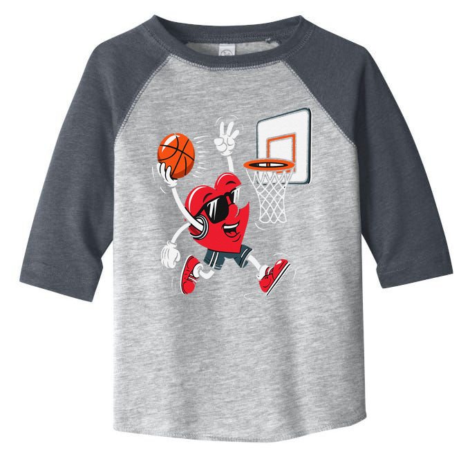 Heart Dunking Basketball Valentines Day Toddler Fine Jersey T-Shirt