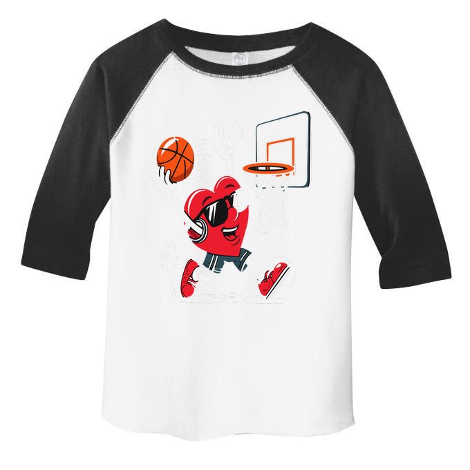 Heart Dunking Basketball Valentines Day Toddler Fine Jersey T-Shirt