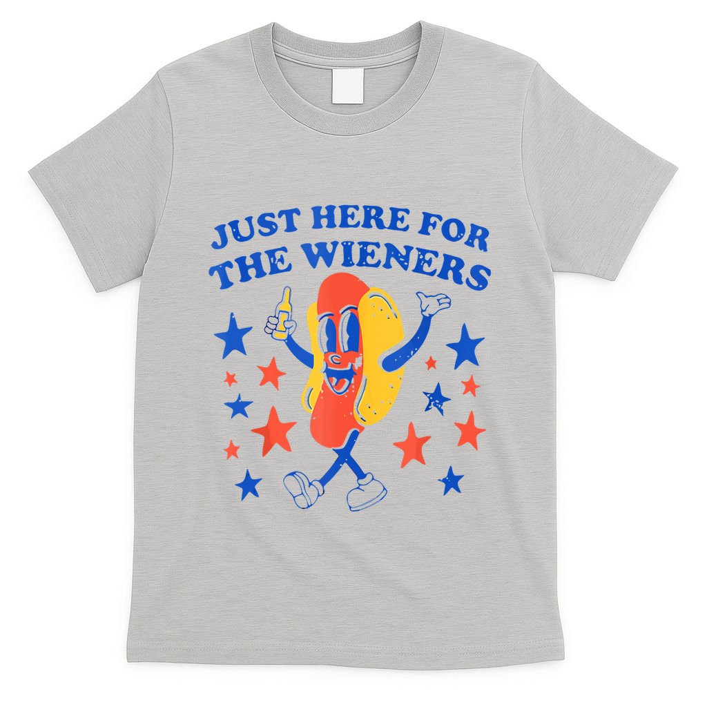 Hot Dog Im Just Here For The Wieners 4th Of July Funny T-Shirt