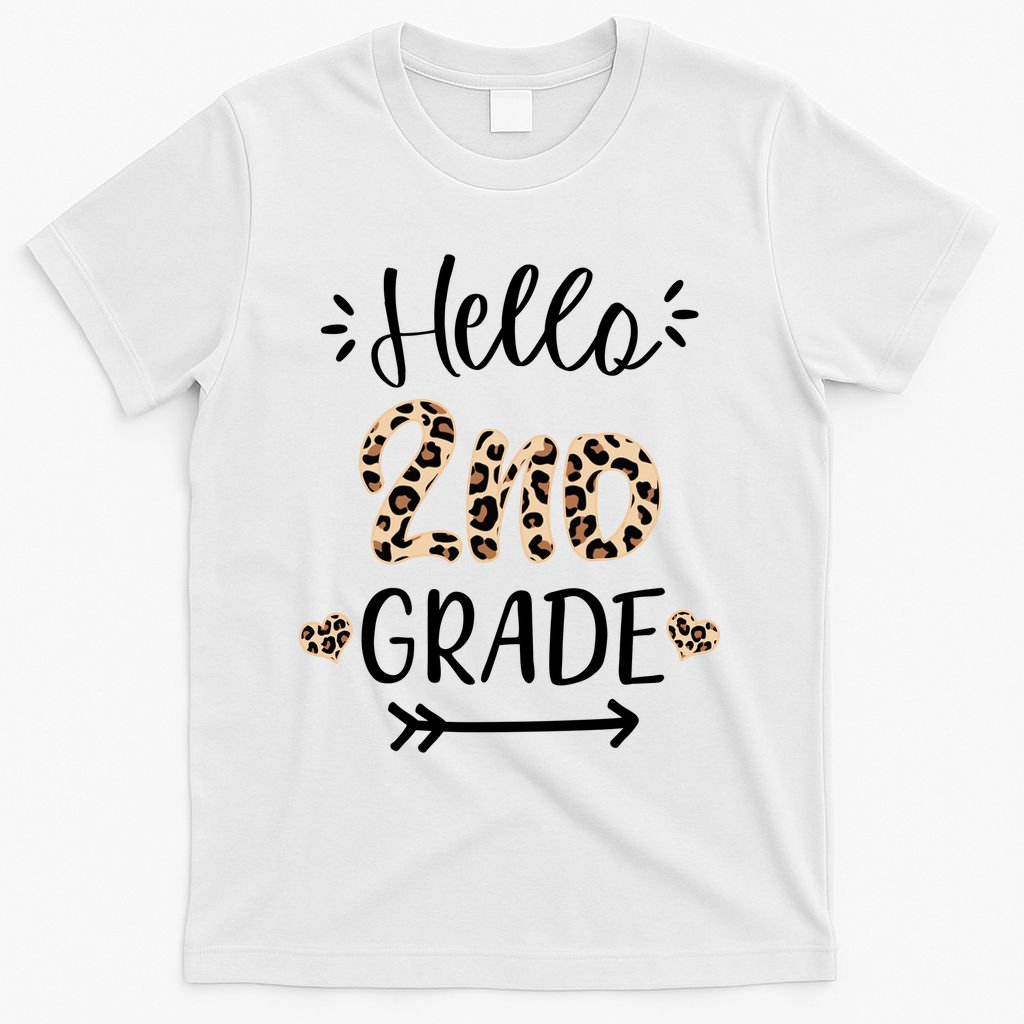 Hello 2nd Grade Cute Leopard Heart T-Shirt